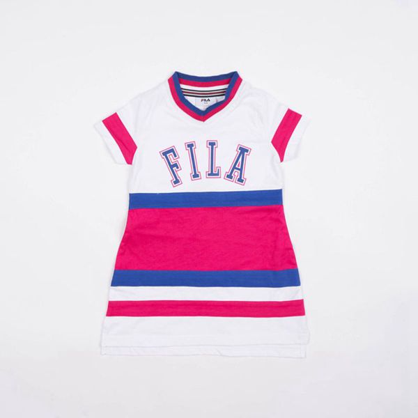 Fila Stella Girl's T-Shirts - White/Purple,NZ 209-6482